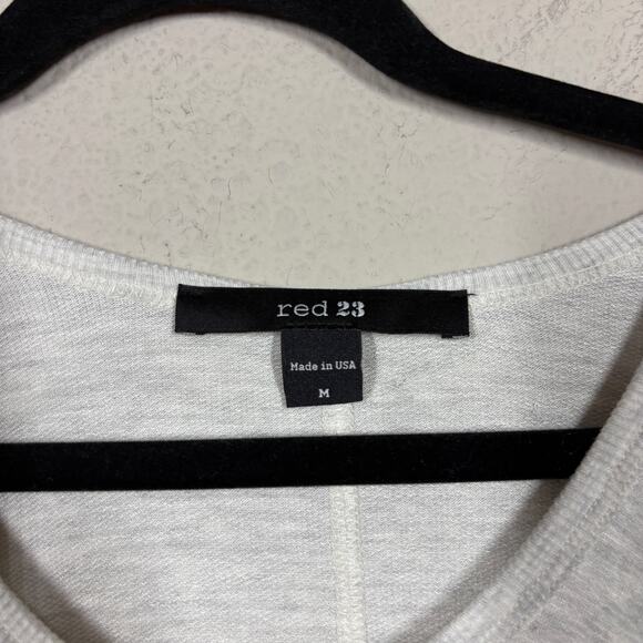 Red 23 Womens Medium Oversized Tee Heather Gray V Neck Dolman Sleeves Stretch - Picture 5 of 9